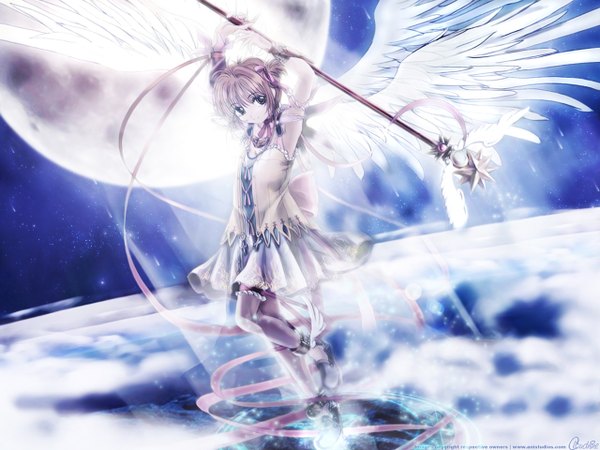 Anime picture 1280x960 with card captor sakura clamp kinomoto sakura ribbon (ribbons) wings