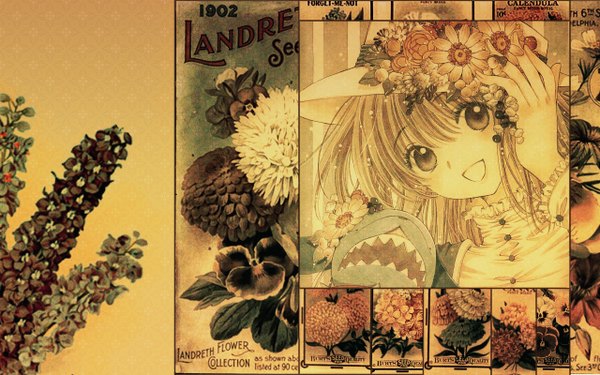 Anime picture 1280x800 with sato (vintage) wide image flower (flowers) hat