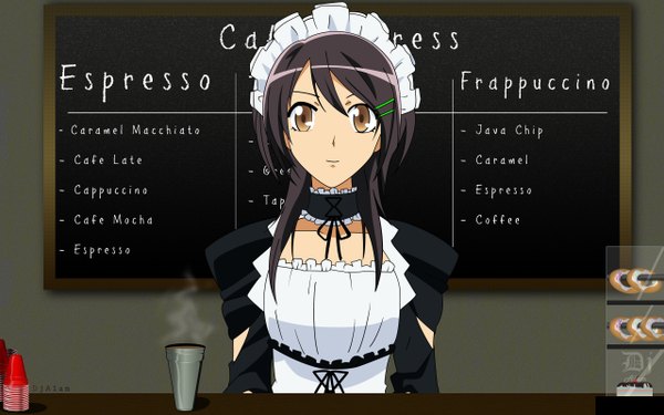 Anime picture 2560x1600 with kaichou wa maid-sama! ayuzawa misaki highres black hair wide image brown eyes maid girl