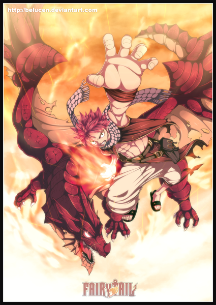 Anime picture 1138x1605 with fairy tail natsu dragneel igneel belucen tall image short hair open mouth pink hair pink eyes from above black eyes inscription teeth sleeveless grin coloring magic glowing glowing eye (eyes) muscle