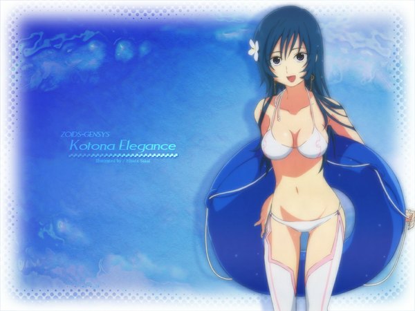 Anime picture 1024x768 with zoids genesis kotona elegance sakai kyuuta light erotic thighhighs swimsuit bikini white bikini