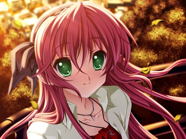 Anime picture 1024x768 with like a butler sara appleton senomoto hisashi long hair green eyes game cg red hair evening sunset girl