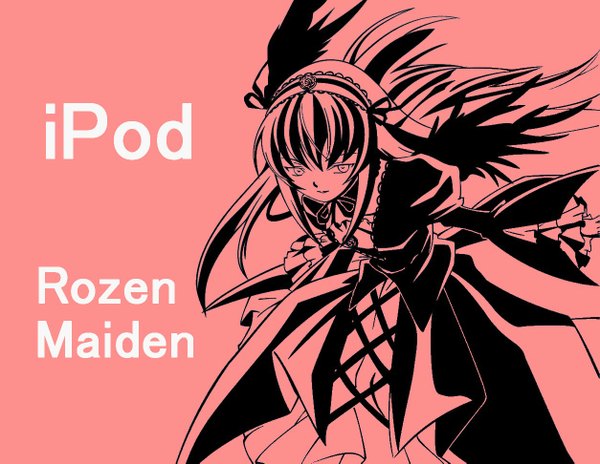 Anime picture 1253x971 with rozen maiden ipod suigintou jpeg artifacts multicolored