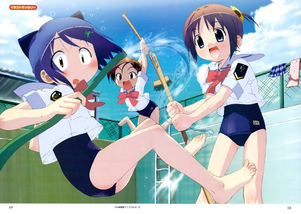 Anime picture 2244x1600 with gakuen utopia manabi straight amamiya manami inamori mika uehara mutsuki highres swimsuit mucchi