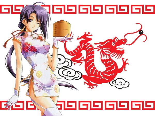 Anime picture 1600x1200 with pia carrot pia carrot 3 white background chinese clothes chinese dress kinoshita takako