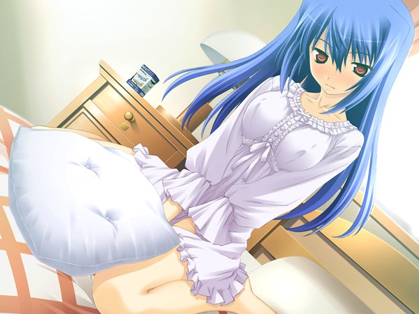 Anime picture 1200x900 with mp - maid promotion master light erotic red eyes blue hair game cg girl