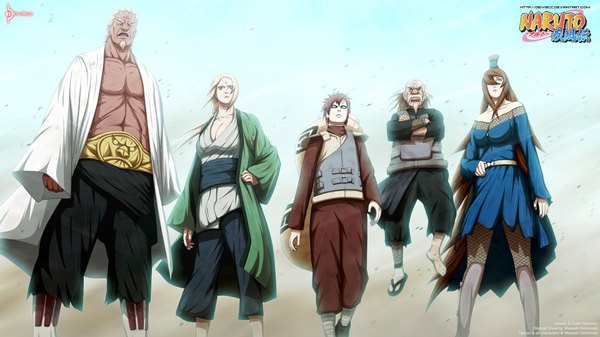 Anime picture 1920x1080 with naruto studio pierrot naruto (series) gaara tsunade mei terumi (mizukage) raikage oonoki (tsuchikage) deiviscc long hair fringe highres short hair open mouth blue eyes blonde hair brown hair wide image multiple girls brown eyes