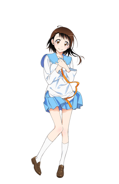 Anime picture 950x1470 with nisekoi shaft (studio) onodera kosaki sugiyama nobuhiro single long hair tall image looking at viewer smile brown hair brown eyes transparent background girl skirt uniform school uniform socks shoes white socks