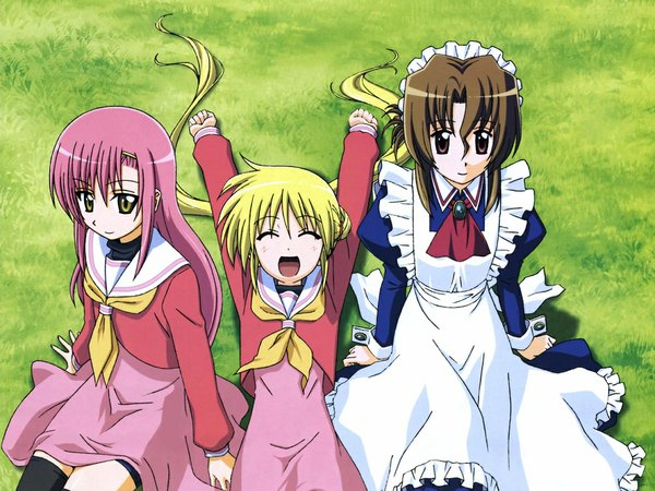 Anime picture 1152x864 with hayate no gotoku! katsura hinagiku sanzenin nagi maid girl thighhighs serafuku