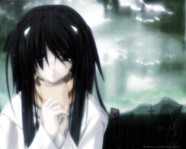 Anime picture 1280x1024 with memories off misasagi inori long hair looking at viewer black hair close-up girl