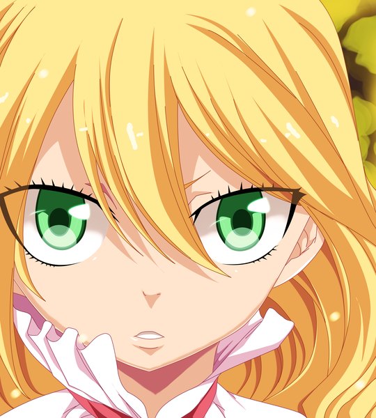 Anime picture 4500x5000 with fairy tail mavis vermillion khalilxpirates single long hair tall image highres blonde hair green eyes absurdres loli coloring close-up face girl dress