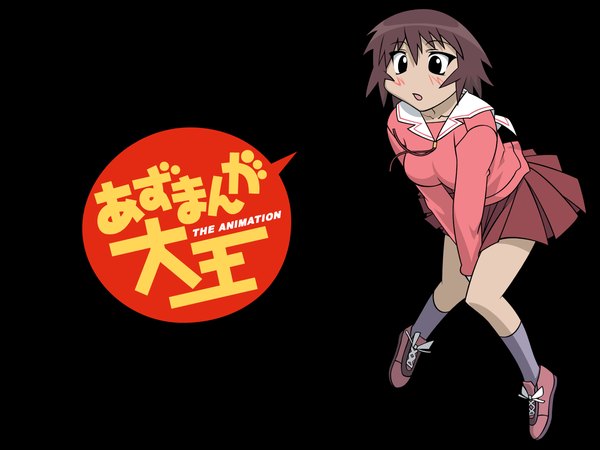 Anime picture 1600x1200 with azumanga daioh j.c. staff kagura (azumanga) blush black background vector covering crotch girl uniform school uniform