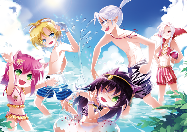 Anime picture 1191x842 with league of legends lulu (league of legends) annie (league of legends) ezreal (league of legends) vladimir (league of legends) varus (league of legends) hamifr long hair short hair blue eyes blonde hair smile red eyes multiple girls green eyes pink hair silver hair purple hair one eye closed wink