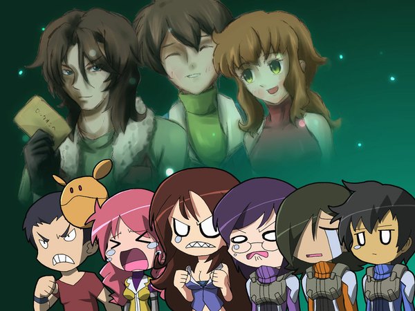 Anime picture 1024x768 with mobile suit gundam mobile suit gundam 00 sunrise (studio) haro tieria erde setsuna f seiei lockon stratos allelujah haptism feldt grace sumeragi lee noriega christina sierra iruka-margarine chibi o o lichtendahl tsery