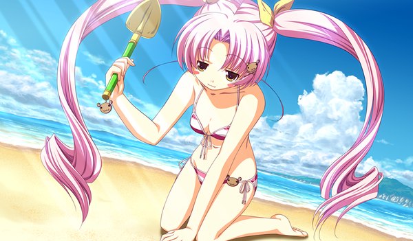 Anime picture 1536x900 with cure mate club (game) wide image pink hair game cg beach girl swimsuit