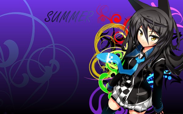 Anime picture 1680x1050 with original char long hair black hair wide image yellow eyes