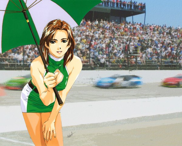 Anime picture 1280x1024 with horibe hiderou racequeen umbrella tagme