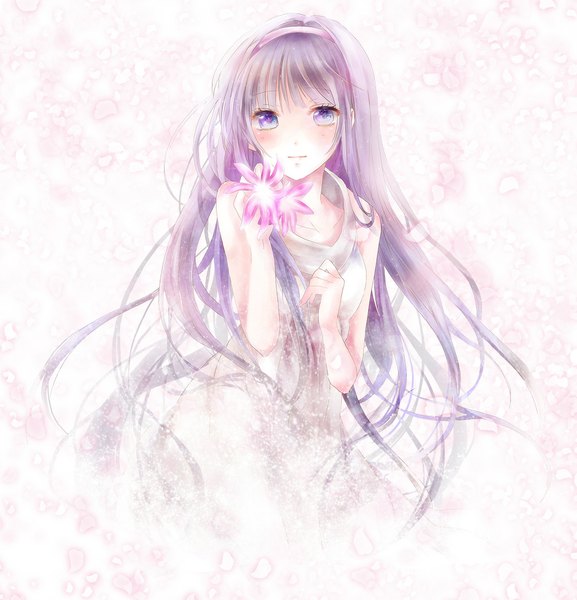 Anime picture 1116x1160 with tales of (series) tales of graces sophie (tales) hinano (riyuko) single long hair tall image purple eyes purple hair girl dress flower (flowers) hairband
