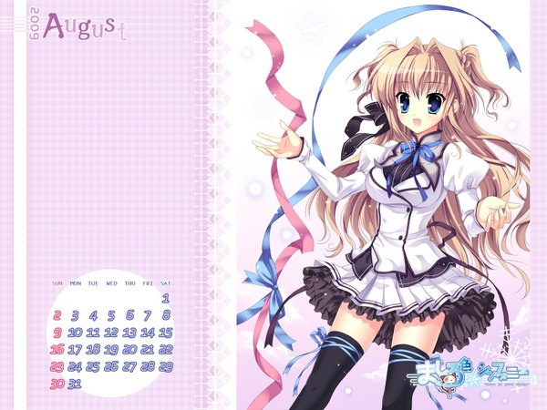 Anime picture 1600x1200 with mashiroiro symphony sena airi mitha wallpaper calendar 2009 thighhighs serafuku calendar