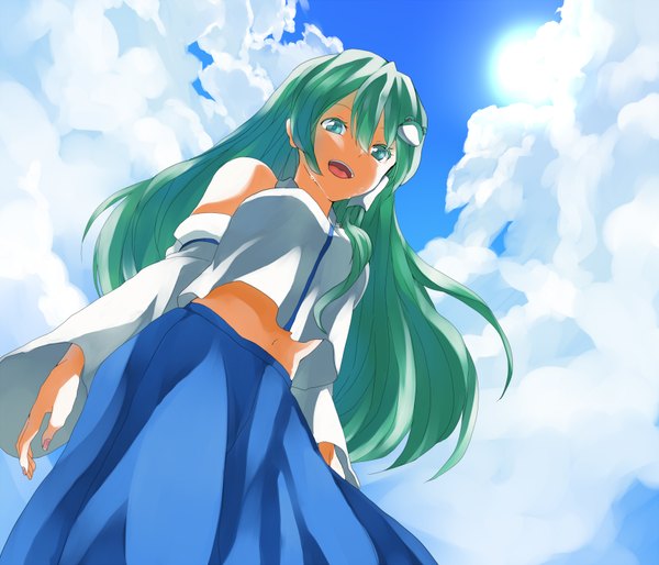 Anime picture 1750x1500 with touhou kochiya sanae surumeri (baneiro) single long hair highres green eyes green hair girl hair tubes