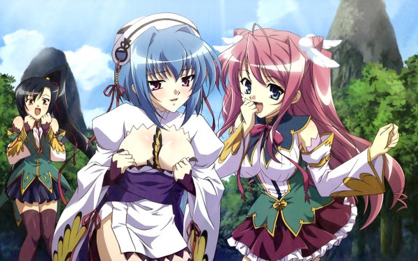 Anime picture 2560x1600 with koihime musou doga kobo highres light erotic wide image