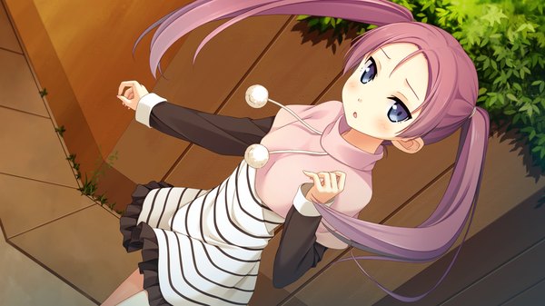 Anime picture 1920x1080 with your diary fujimura natsuki kantoku single long hair looking at viewer blush highres open mouth blue eyes wide image twintails game cg purple hair loli girl dress