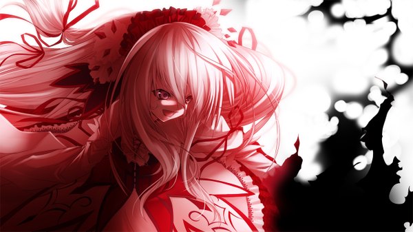 Anime picture 1280x720 with gothic delusion cura single long hair fringe open mouth red eyes wide image pink hair game cg very long hair crazy girl ribbon (ribbons) hair ribbon headdress