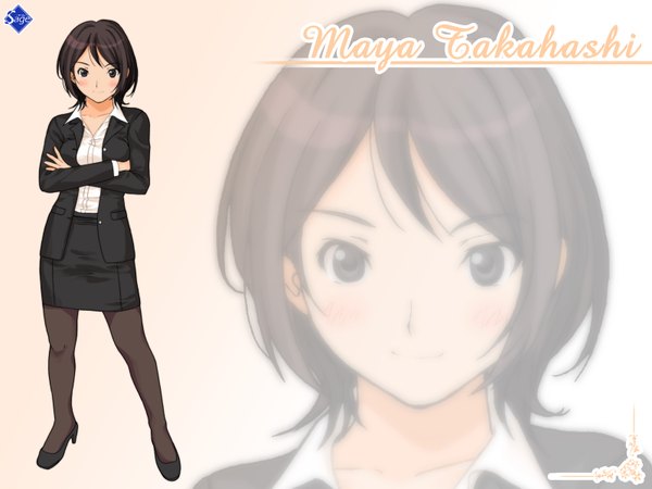 Anime picture 1600x1200 with amagami takahashi maya black hair black eyes zoom layer girl suit