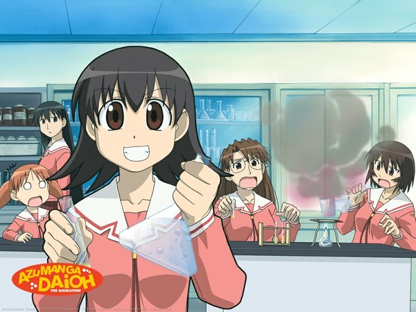 Anime picture 1024x768 with azumanga daioh j.c. staff kasuga ayumu mihama chiyo takino tomo sakaki mizuhara koyomi girl