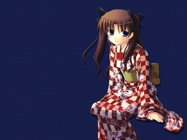 Anime picture 1024x768 with fate (series) fate/stay night studio deen type-moon toosaka rin japanese clothes kimono
