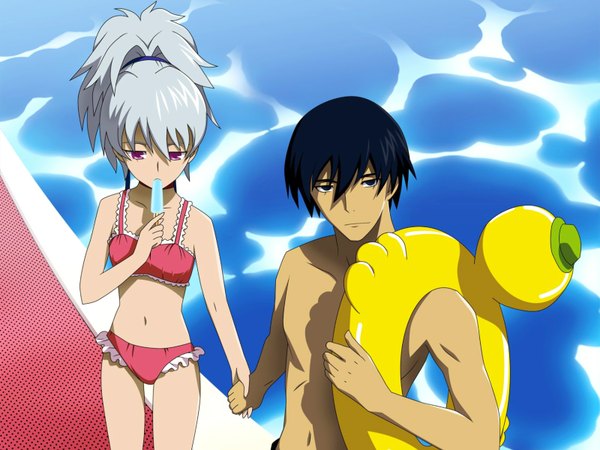 Anime picture 1600x1200 with darker than black studio bones yin (darker than black) hei (darker than black) tagme