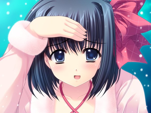 Anime picture 1200x900 with oretachi ni tsubasa wa nai haneda kobato short hair blue eyes black hair game cg girl bow hair bow
