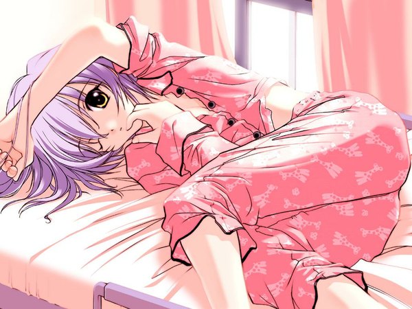 Anime picture 1024x768 with happy lesson ninomai kisaragi pajamas tagme