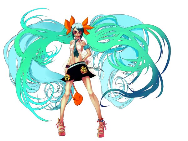 Anime picture 2000x1500 with vocaloid hatsune miku kansousamehada highres white background girl