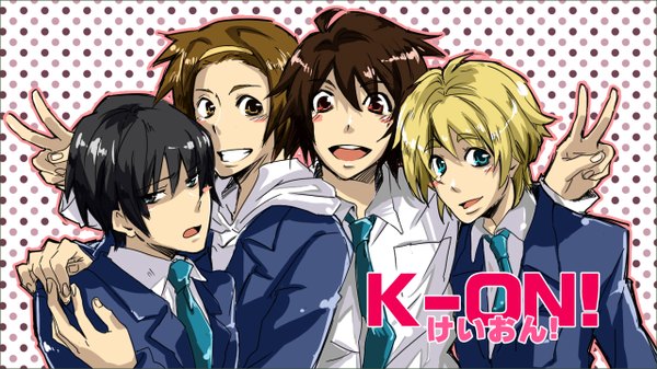 Anime picture 1280x720 with k-on! kyoto animation akiyama mio hirasawa yui kotobuki tsumugi tainaka ritsu kiu wide image genderswap boy