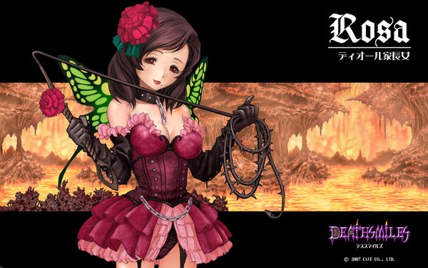 Anime picture 1920x1200 with deathsmiles highres short hair red eyes brown hair wide image goth-loli rosa