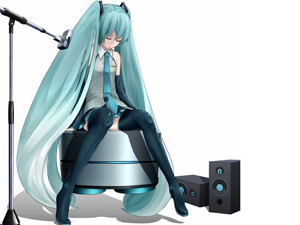 Anime picture 1024x768 with vocaloid hatsune miku eto white background girl