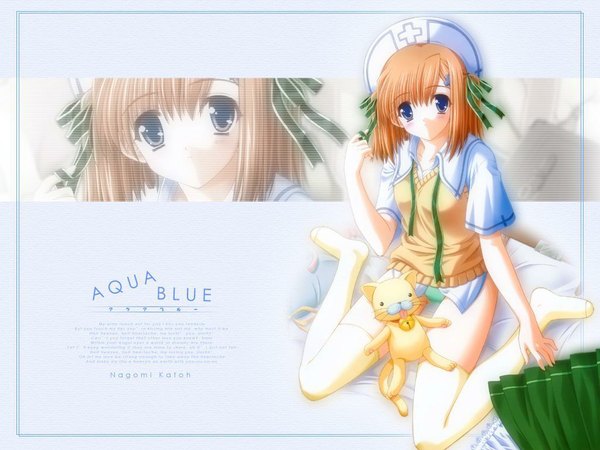 Anime picture 1024x768 with light erotic underwear panties aqua blue nagami kaloh