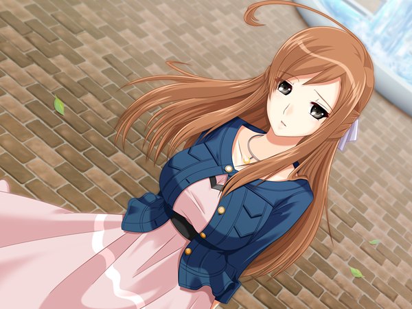 Anime picture 1200x900 with kokoro no sumika brown hair game cg black eyes girl