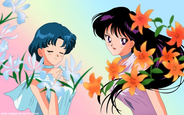 Anime picture 1920x1200 with bishoujo senshi sailor moon toei animation mizuno ami hino rei highres wide image signed
