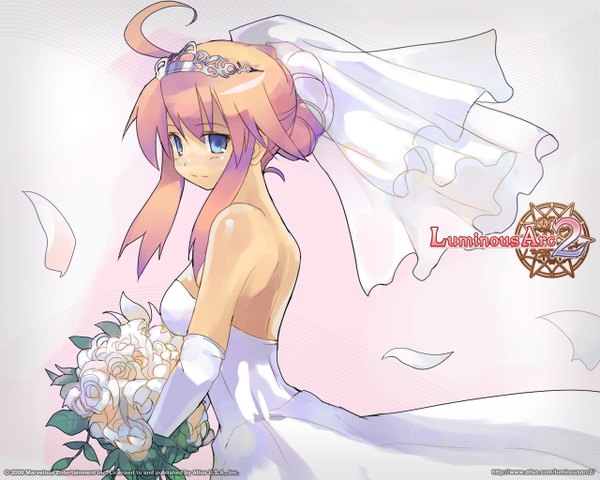Anime picture 1280x1024 with luminous arc althea pink hair wedding flower (flowers) tiara