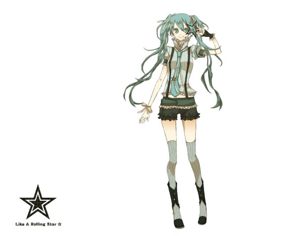 Anime picture 1280x1024 with vocaloid like a rolling star (vocaloid) hatsune miku buzz white background girl
