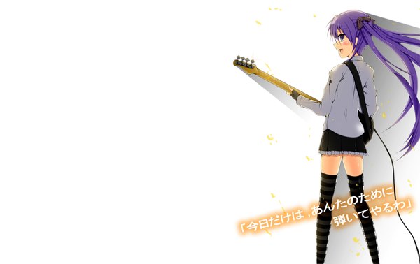 Anime picture 1900x1200 with lucky star kyoto animation hiiragi kagami tagme (artist) sakurai mizuki (artist) highres white background girl guitar