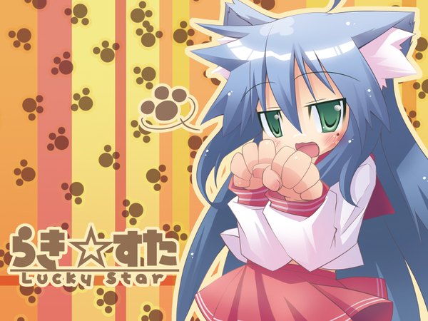 Anime picture 1600x1200 with lucky star kyoto animation izumi konata animal ears cat girl girl