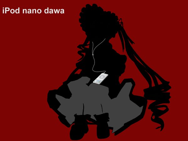 Anime picture 1024x768 with rozen maiden ipod shinku monochrome crossover parody ipod ad