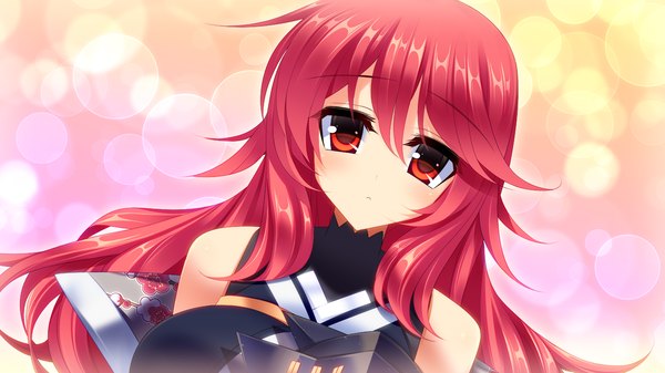 Anime picture 1280x720 with sengoku hime 4 single long hair red eyes wide image bare shoulders game cg red hair girl
