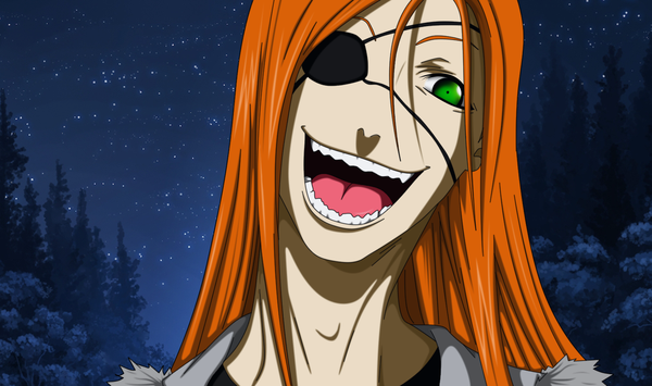 Anime picture 1600x948 with dogs: bullets & carnage david production badou nails flowerinhell single long hair open mouth wide image green eyes sky orange hair night sky boy plant (plants) tree (trees) tongue star (stars) eyepatch forest