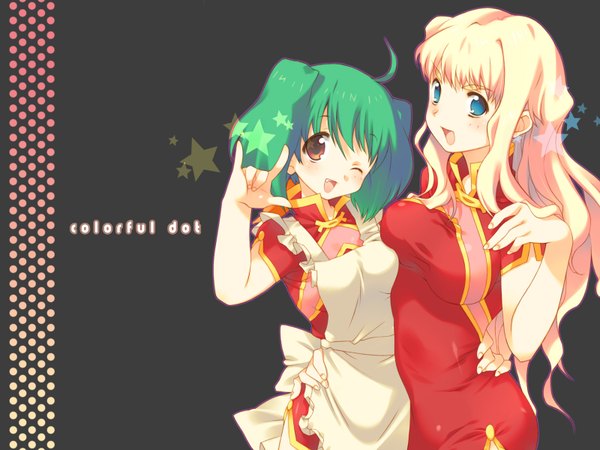 Anime picture 1600x1200 with macross macross frontier sheryl nome ranka lee fujisawa machi chinese clothes chinese dress