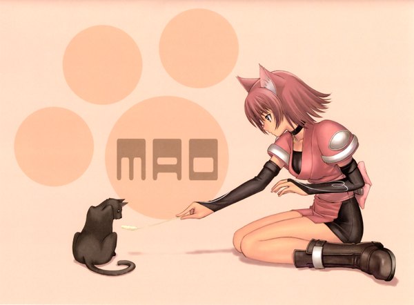 Anime picture 5963x4396 with shining (series) shining tears mao (shining tears) tony taka highres animal ears cat girl girl cat cattail