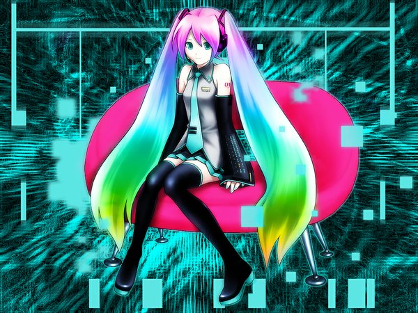 Anime picture 1024x768 with vocaloid hatsune miku girl tagme